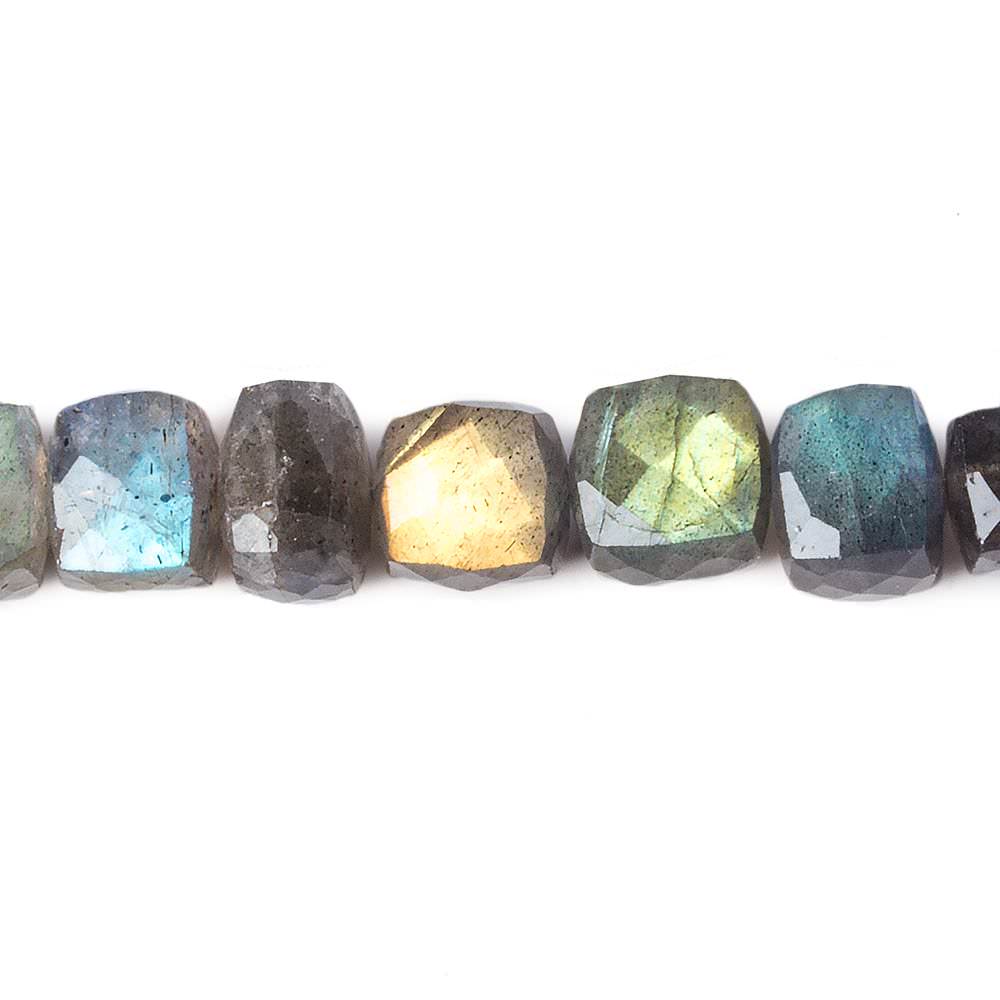 6-8mm Labradorite faceted cube beads 8 inch 30 pieces - Beadsofcambay.com