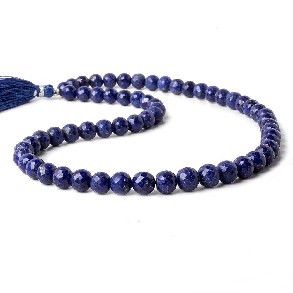 6-8mm Lapis Lazuli Faceted Round Beads 15 inch 61 pieces - Beadsofcambay.com