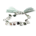 6-8mm Moss Quartz Faceted Heart Beads 8 inch 20 pieces AA - Beadsofcambay.com