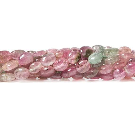 6-8mm Multi Color Afghani Tourmaline Beads Plain Oval Nuggets - Beadsofcambay.com