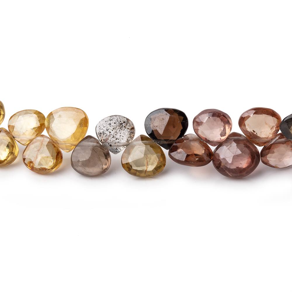 6-8mm Multi Color Zircon faceted heart briolettes 8 inch 54 beads AAA - Beadsofcambay.com
