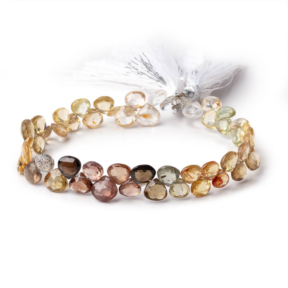 6-8mm Multi Color Zircon faceted heart briolettes 8 inch 54 beads AAA - Beadsofcambay.com