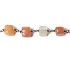 6-8mm MultiColor Moonstone cube Black Gold plated Silver Chain by the foot - Beadsofcambay.com