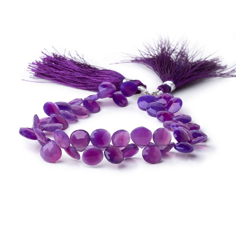 6-8mm Orchid Purple Chalcedony Faceted Heart Beads 8 inch 46 pieces - Beadsofcambay.com