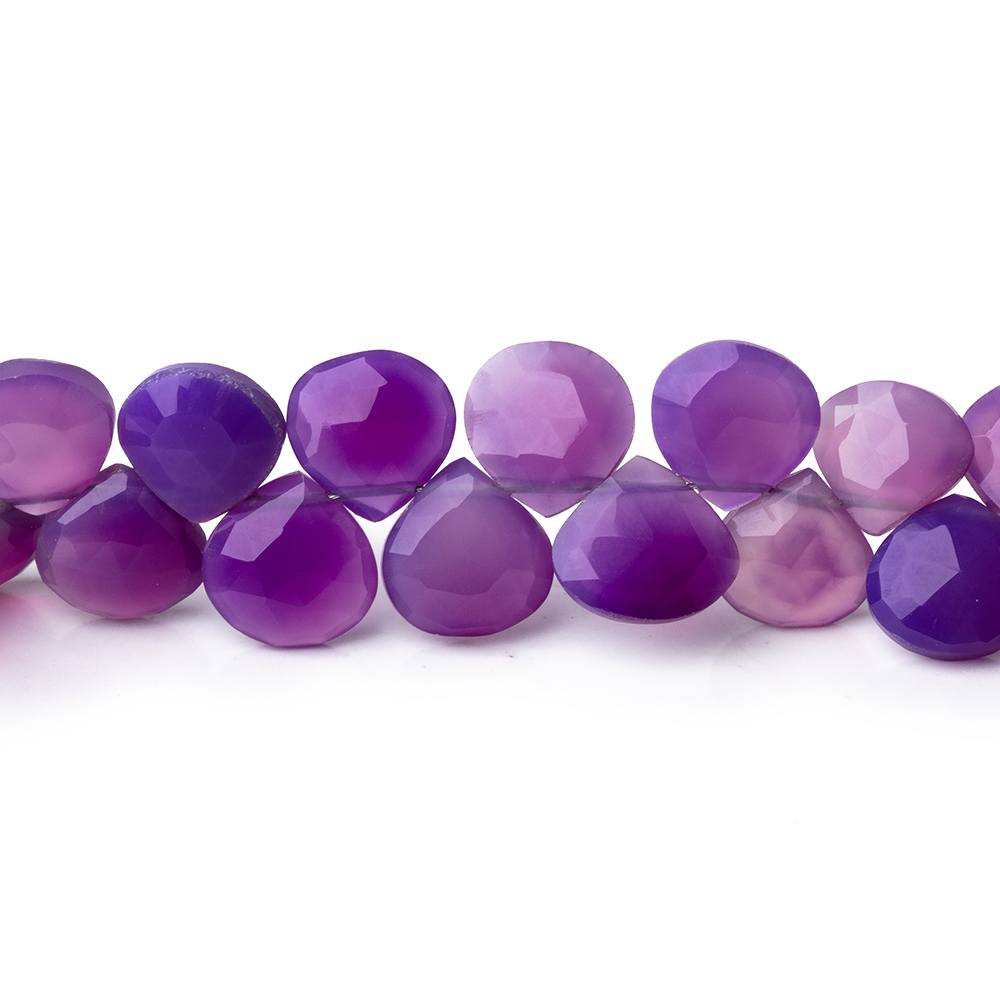 6-8mm Orchid Purple Chalcedony Faceted Heart Beads 8 inch 46 pieces - Beadsofcambay.com