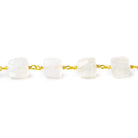 6-8mm Rainbow Moonstone faceted cube Vermeil Chain by the foot - Beadsofcambay.com