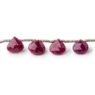 6-8mm Ruby Faceted Heart Beads 7 inch 17 pieces AA - Beadsofcambay.com
