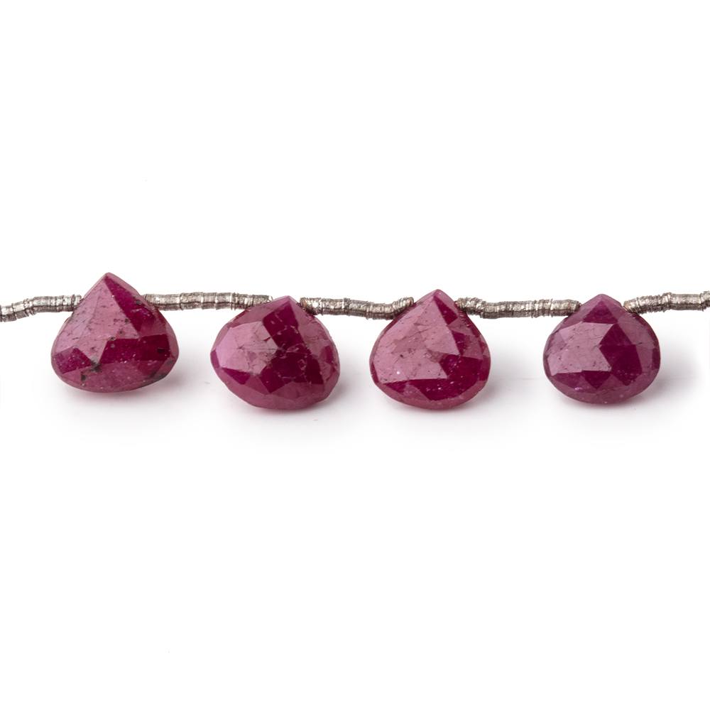 6-8mm Ruby Faceted Heart Beads 7 inch 17 pieces AA - Beadsofcambay.com