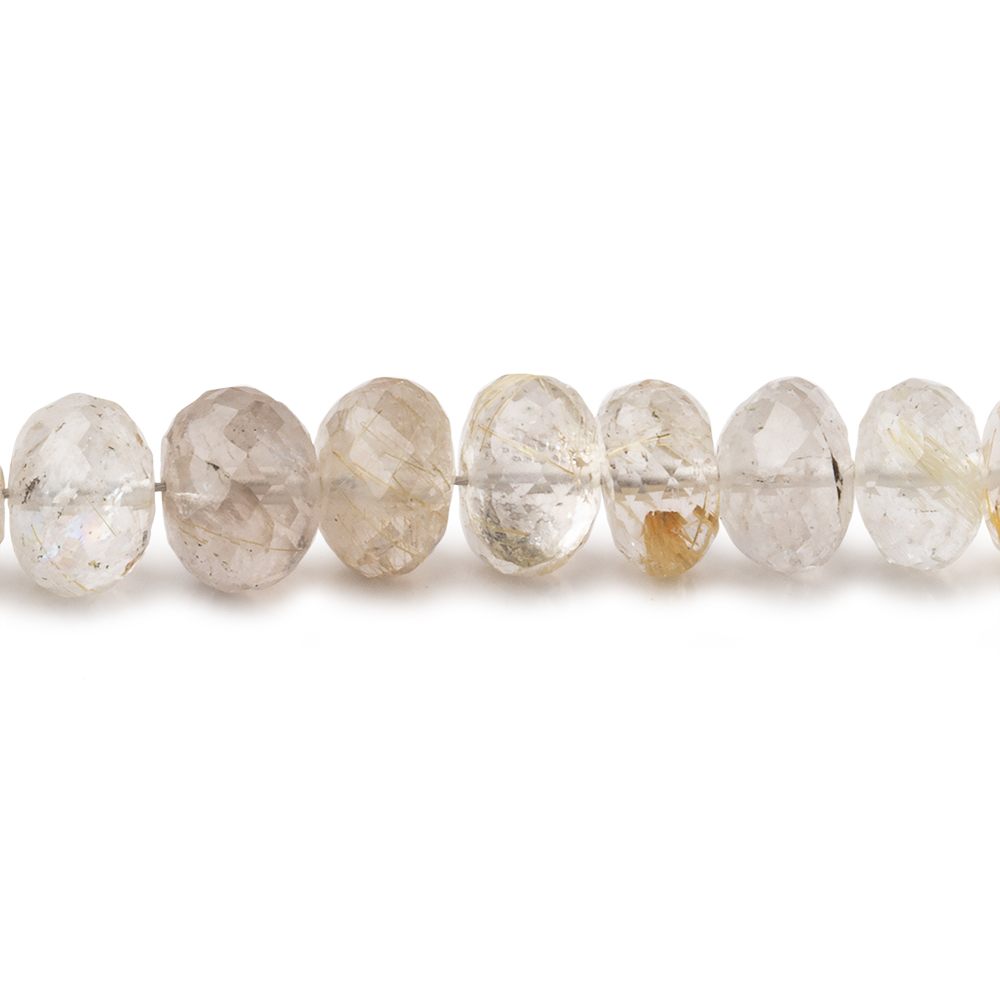 6-8mm Rutilated Quartz Faceted Rondelle Beads 16 inch 83 pieces - Beadsofcambay.com