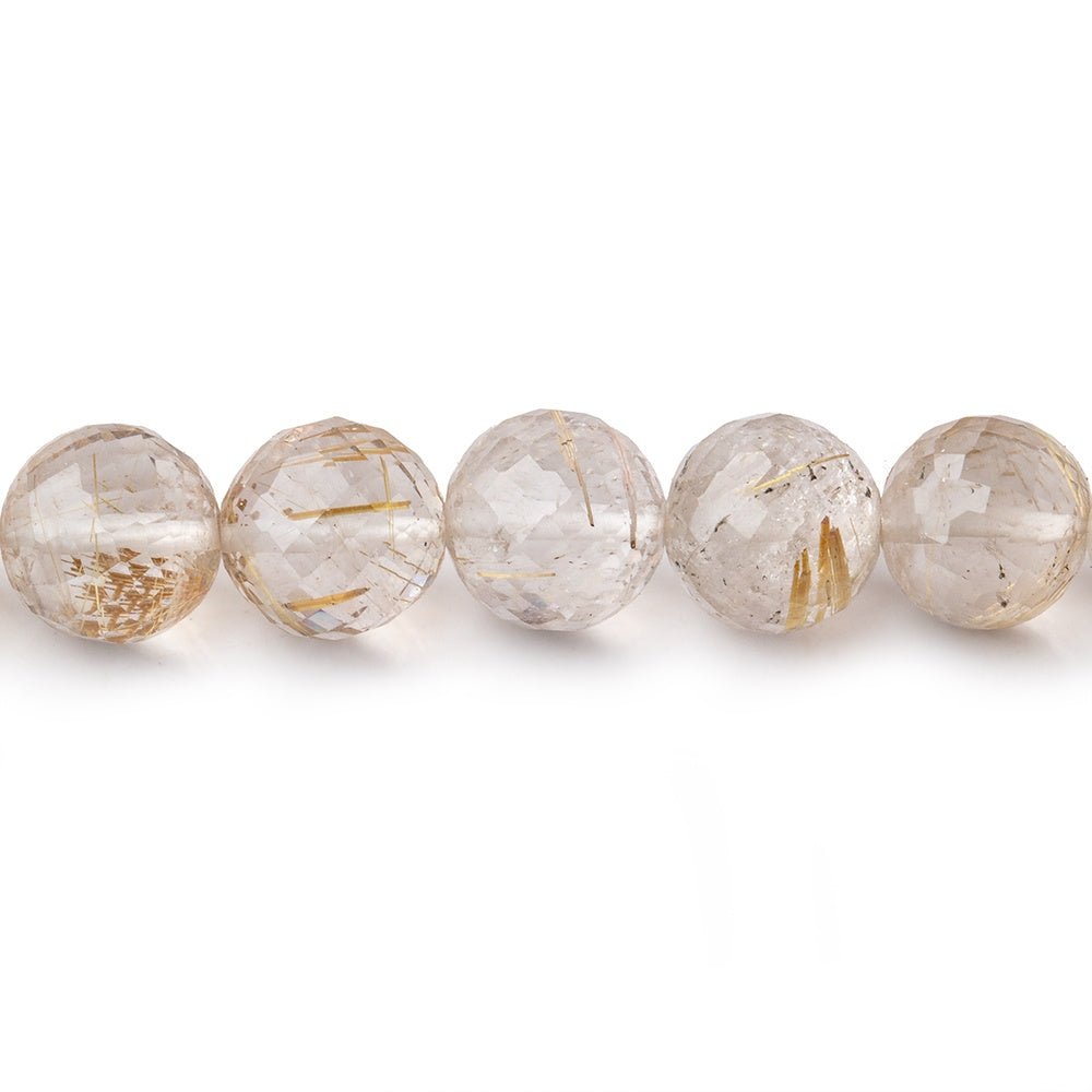 6-8mm Rutilated Quartz Faceted Round Beads 17 inch 63 pieces AA - Beadsofcambay.com