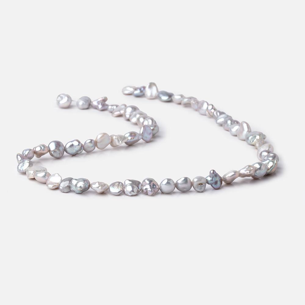 6-8mm Silver Keshi Side Drilled Freshwater Pearl Beads 16 inch 57 pieces - Beadsofcambay.com