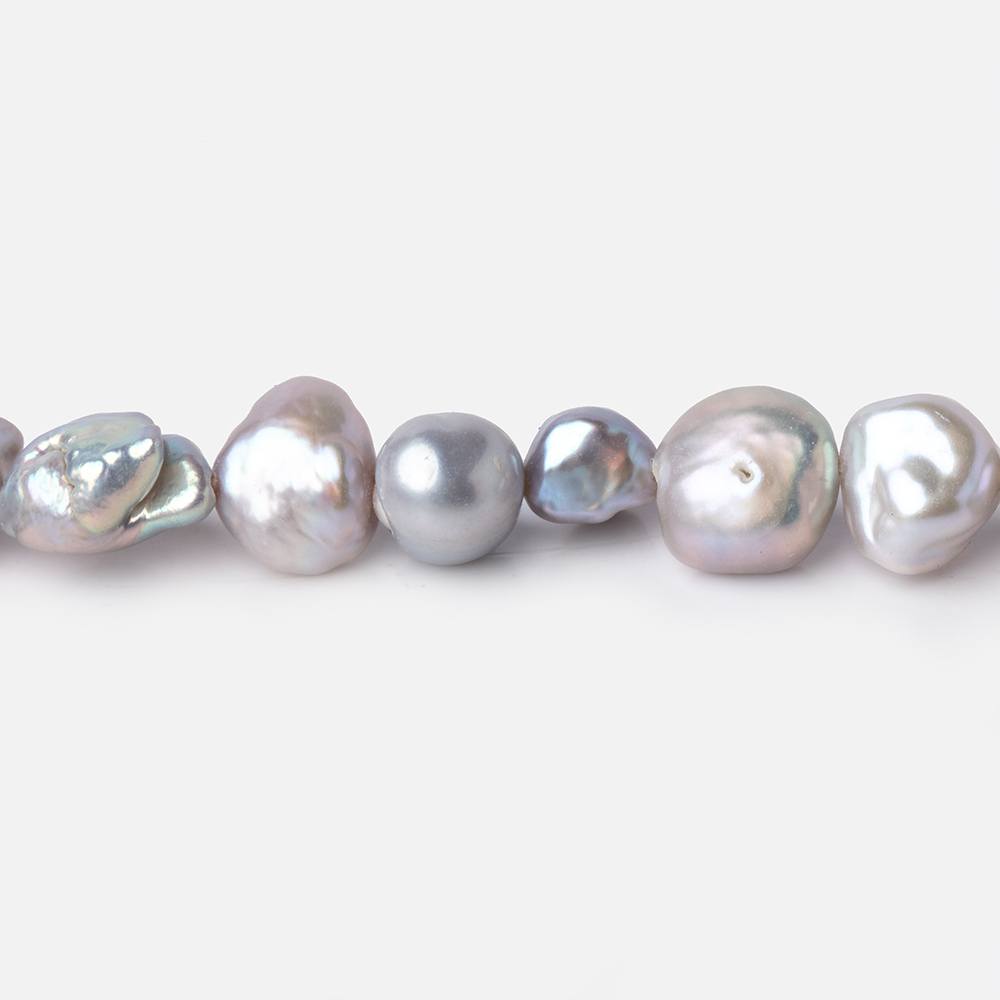 6-8mm Silver Keshi Side Drilled Freshwater Pearl Beads 16 inch 57 pieces - Beadsofcambay.com