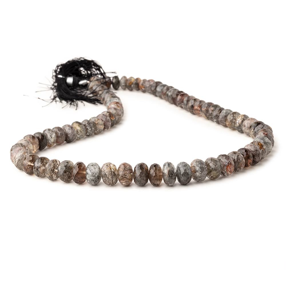 6-8mm Tourmalinated Quartz Faceted Rondelle Beads 15.5 inch 70 pieces - Beadsofcambay.com