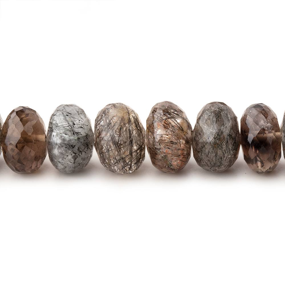 6-8mm Tourmalinated Quartz Faceted Rondelle Beads 15.5 inch 70 pieces - Beadsofcambay.com