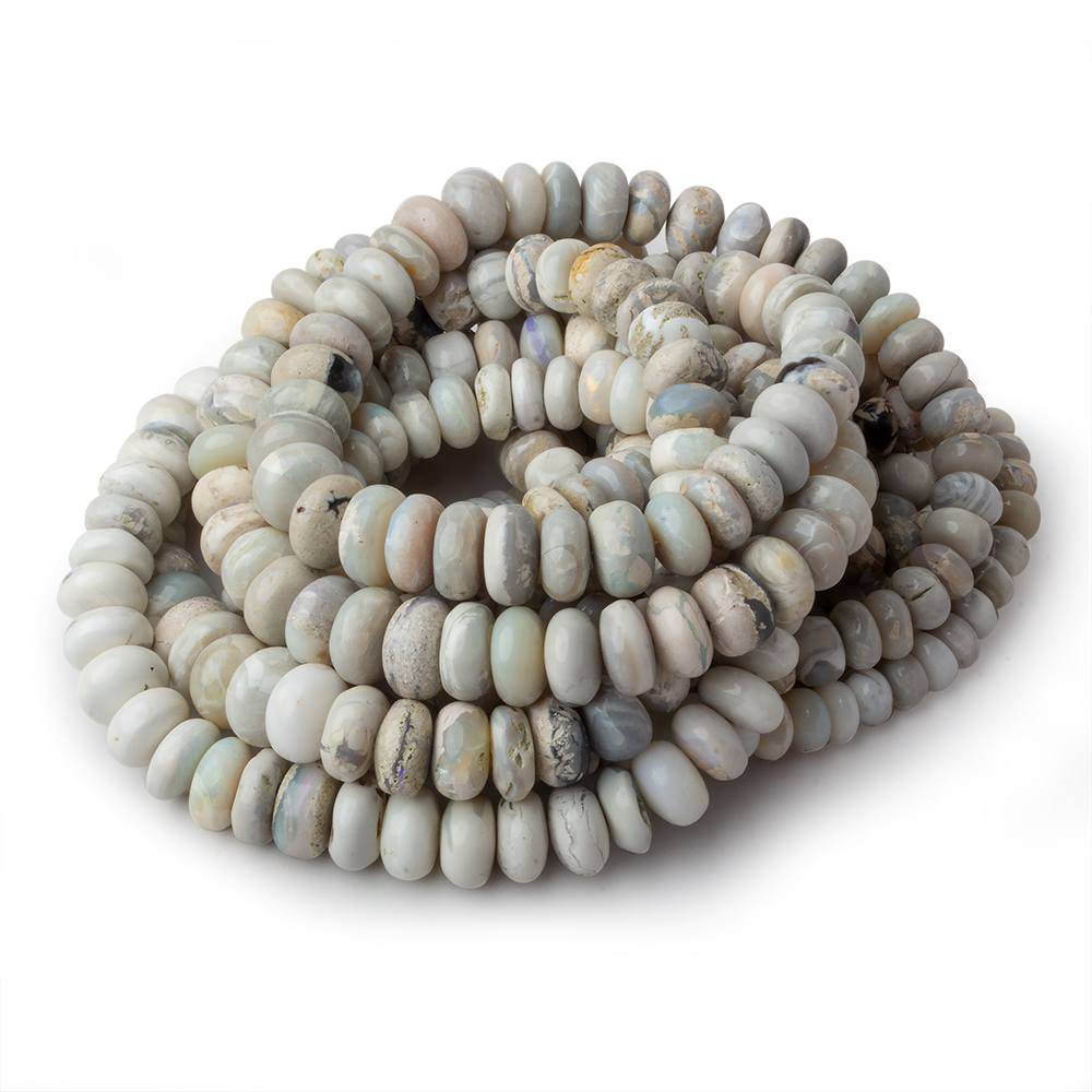 6-9.5mm Cream Australian Opal plain rondelles 18 inch 107 beads - Beadsofcambay.com