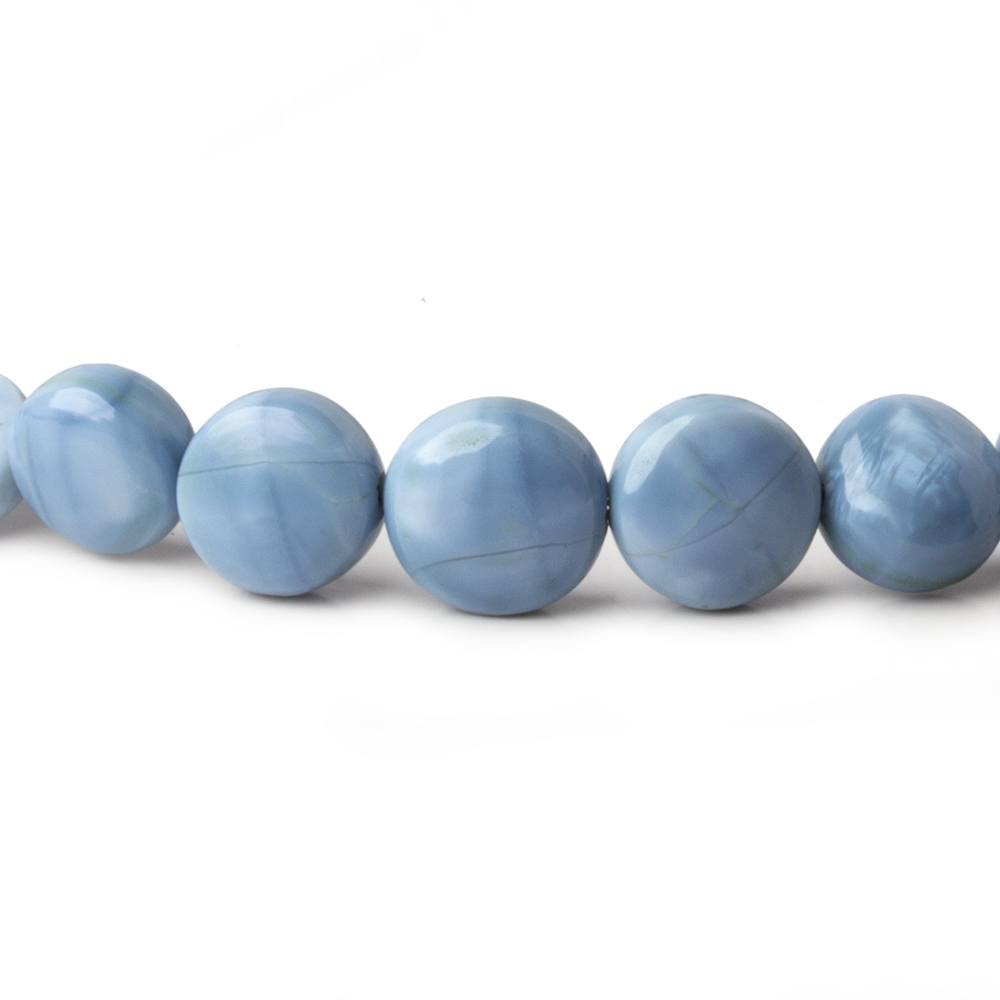 6-9.5mm Owyhee Blue Opal plain coin beads 18 inch 62 pieces - Beadsofcambay.com