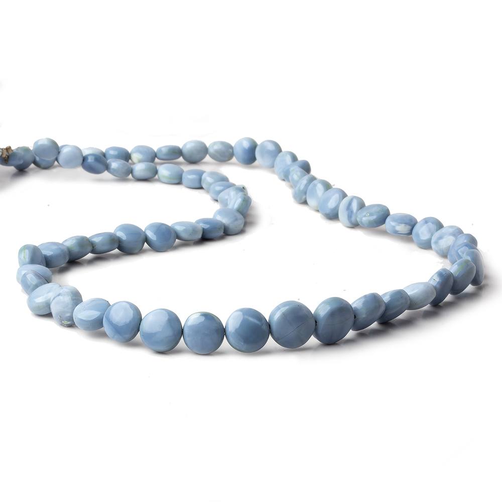 6-9.5mm Owyhee Blue Opal plain coin beads 18 inch 62 pieces - Beadsofcambay.com