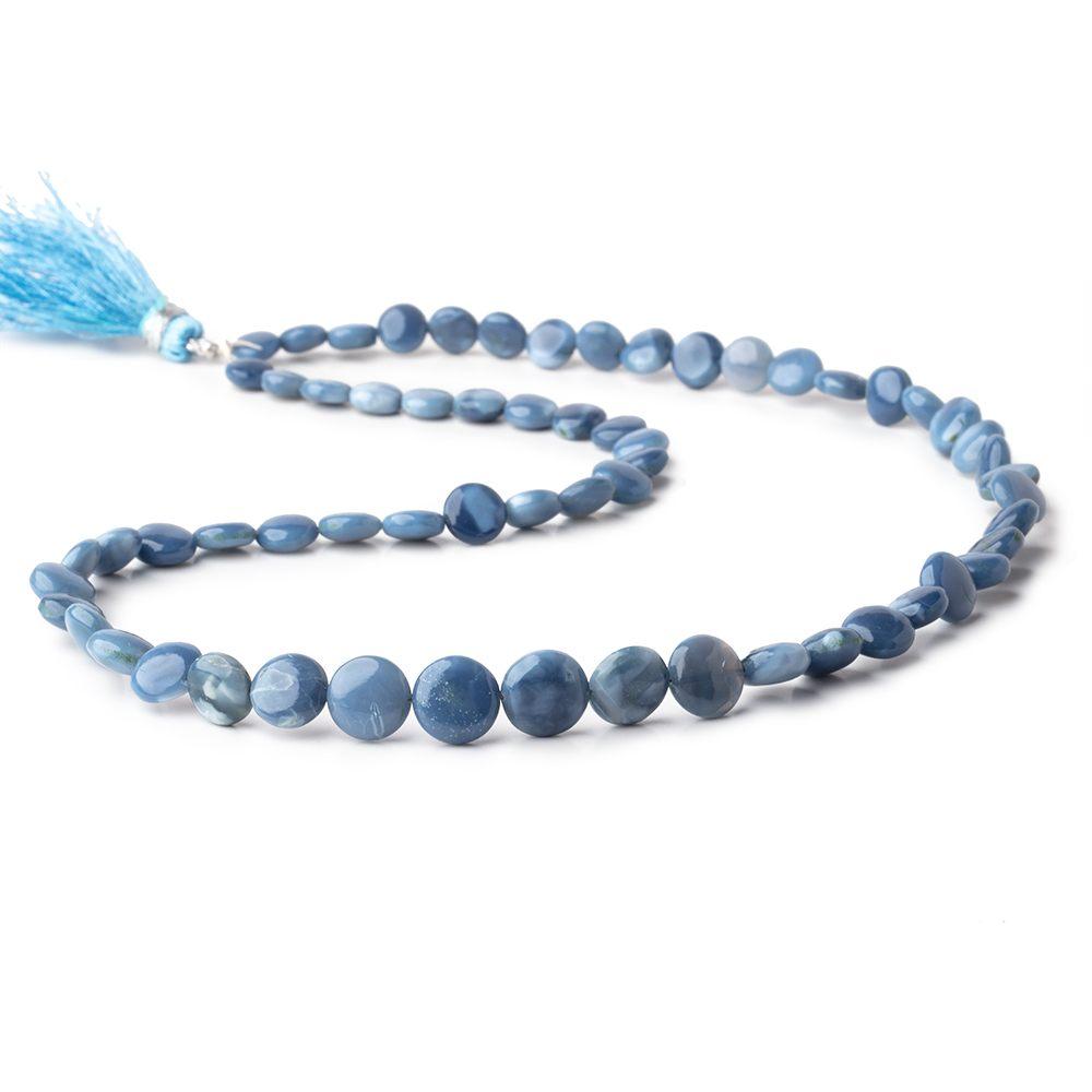 6-9.5mm Owyhee Denim Opal Plain Coin Beads 18 inch 62 pieces - Beadsofcambay.com
