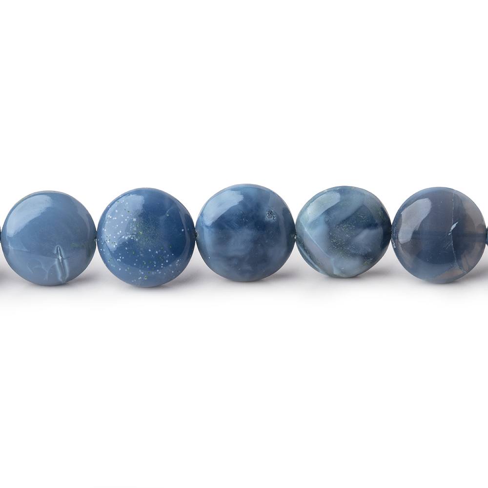 6-9.5mm Owyhee Denim Opal Plain Coin Beads 18 inch 62 pieces - Beadsofcambay.com