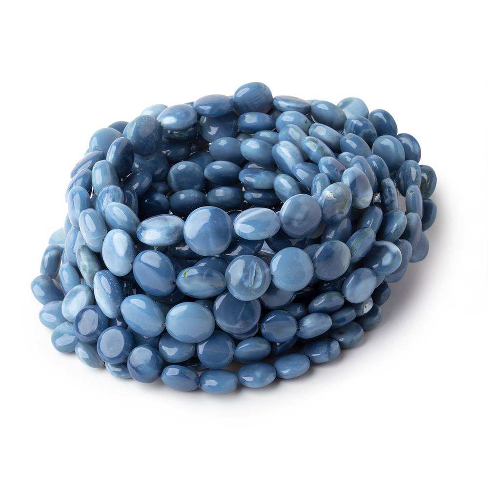 6-9.5mm Owyhee Denim Opal Plain Coin Beads 18 inch 62 pieces - Beadsofcambay.com