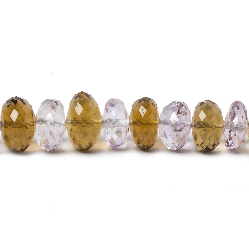 6-9.5mm Pink Amethyst & Whiskey Quartz faceted rondelles 98 beads 17 inch - Beadsofcambay.com