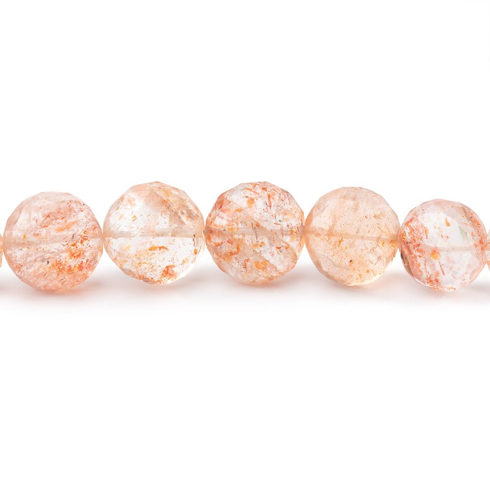 6-9.5mm Sunstone Faceted Puffy Coin Beads 29 inch 100 pieces AAA - Beadsofcambay.com