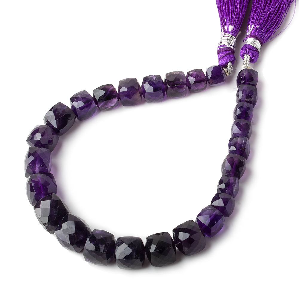 6-9mm African Amethyst faceted cube beads 8 inch 26 beads A - Beadsofcambay.com