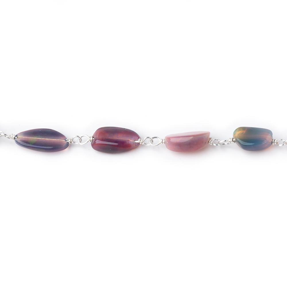 6-9mm Black Ethiopian Opal Plain Nuggets on .925 Sterling Silver Chain - Beadsofcambay.com