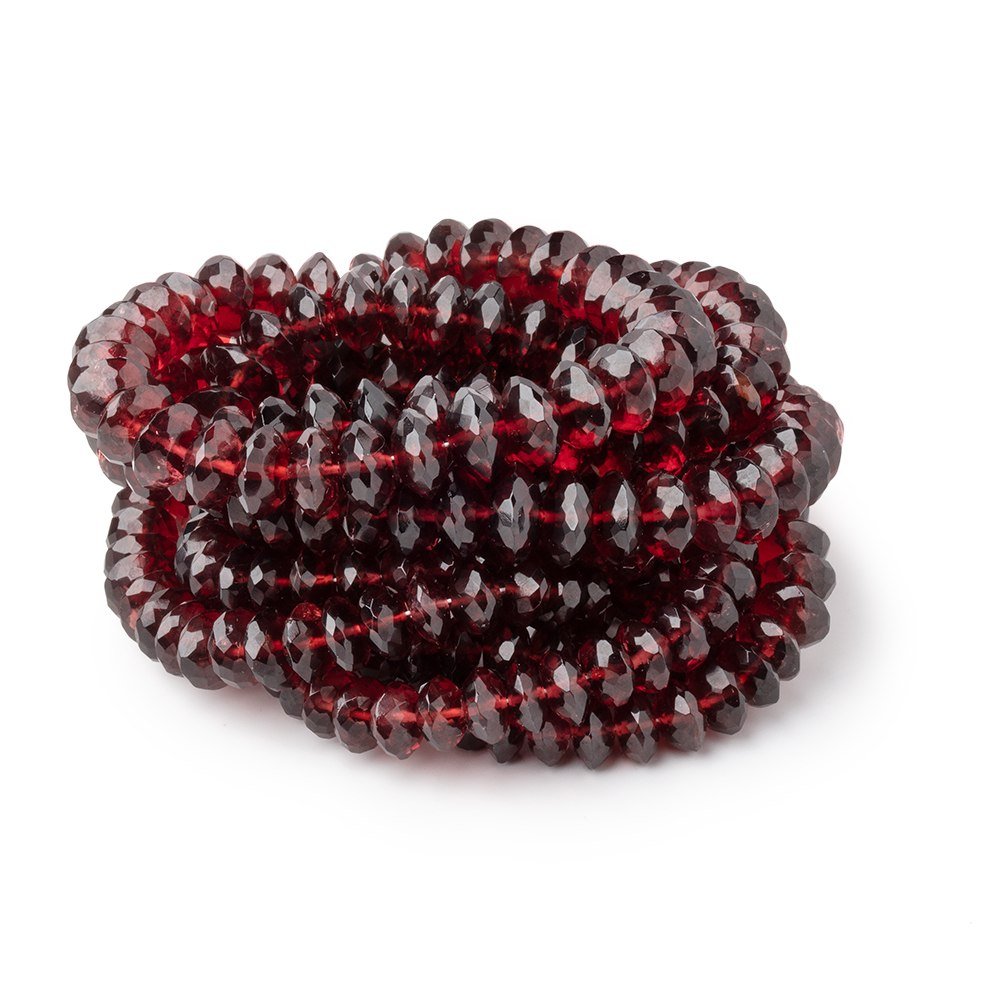6-9mm Mozambique Garnet German Faceted Rondelles 16 inch 106 Beads - Beadsofcambay.com
