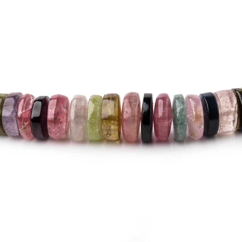 6-9mm Multi Color Tourmaline plain rondelles 18 inches 180 beads - Beadsofcambay.com