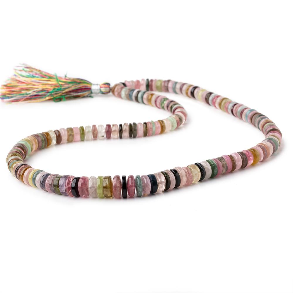 6-9mm Multi Color Tourmaline plain rondelles 18 inches 180 beads - Beadsofcambay.com
