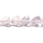 6-9mm Rose Quartz Straight Drilled Trillion Beads 15 inch 56 pieces - Beadsofcambay.com