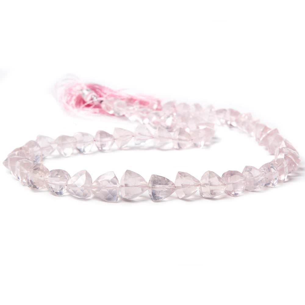 6-9mm Rose Quartz Straight Drilled Trillion Beads 15 inch 56 pieces - Beadsofcambay.com
