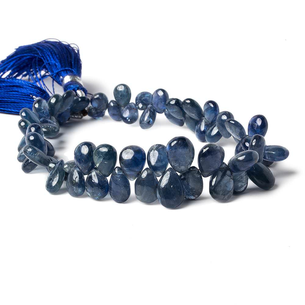 6-9mm Sapphire Plain Pear Beads 8 inch 65 pieces - Beadsofcambay.com