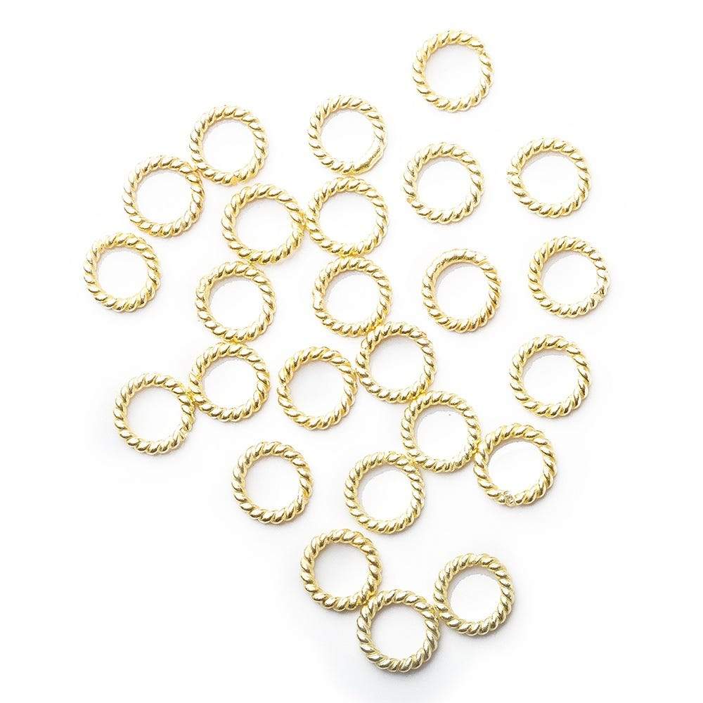 6 mm Twisted Vermeil Jumpring 25 rings per bag - Beadsofcambay.com