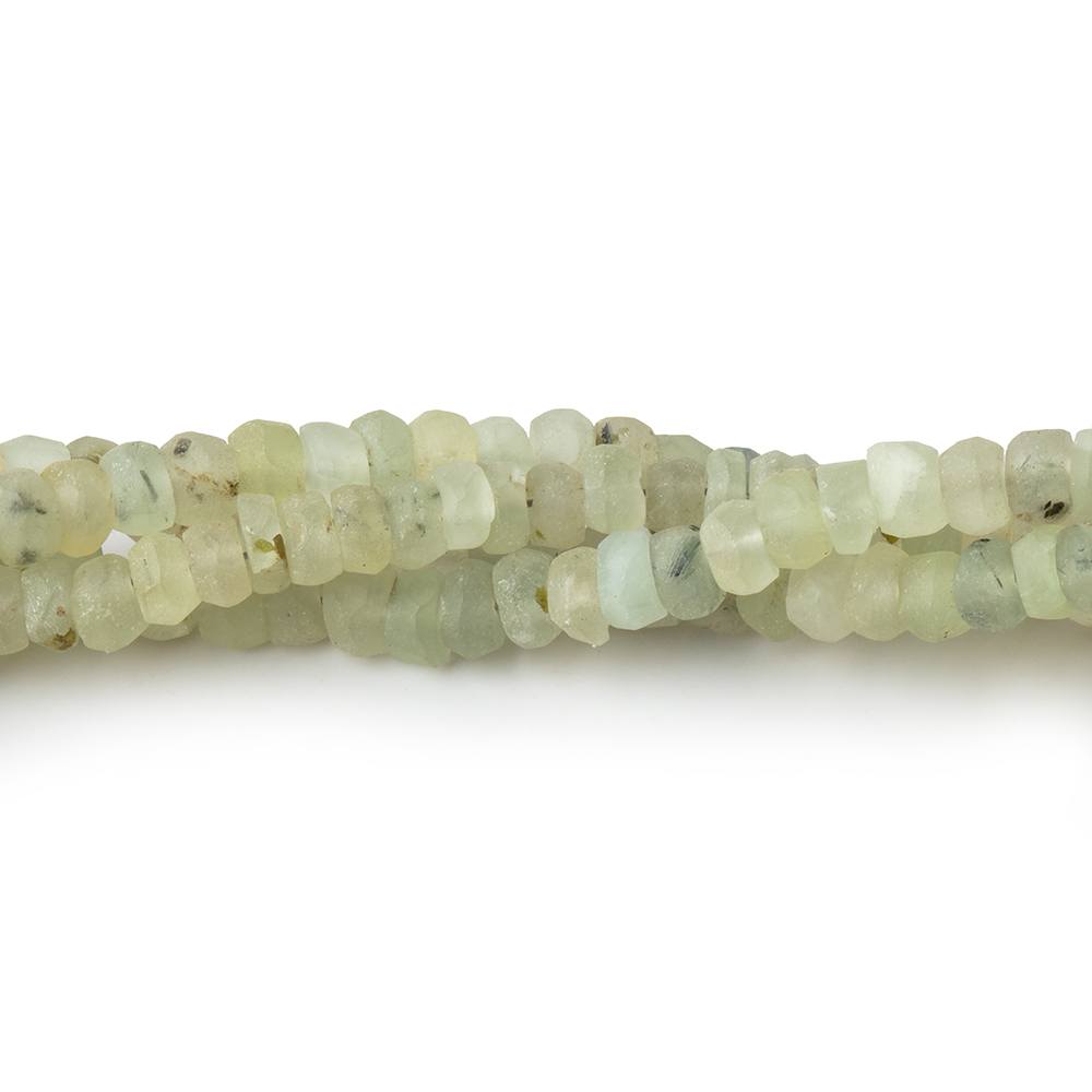 4-5mm Frosted Prehnite Plain Rondelle Beads 13 inch 118 pieces - BeadsofCambay.com