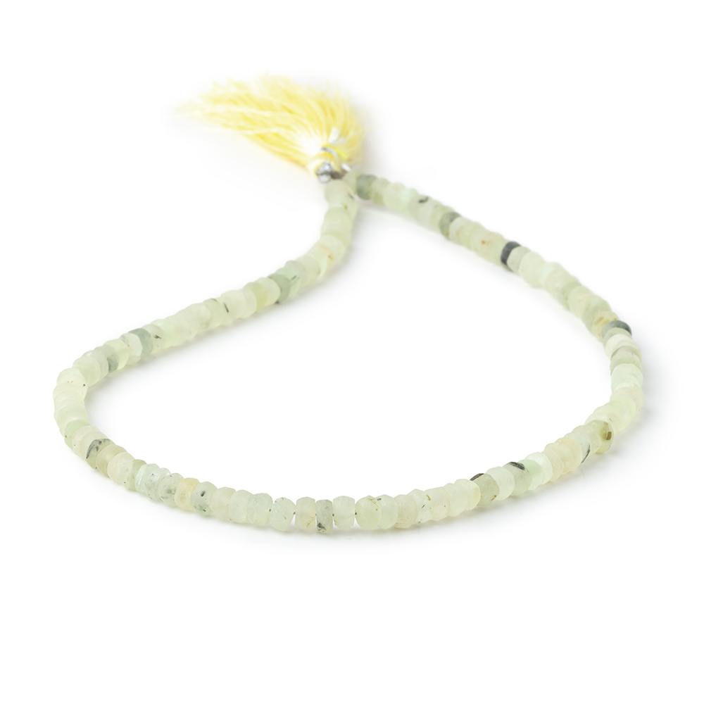 4-5mm Frosted Prehnite Plain Rondelle Beads 13 inch 118 pieces - BeadsofCambay.com
