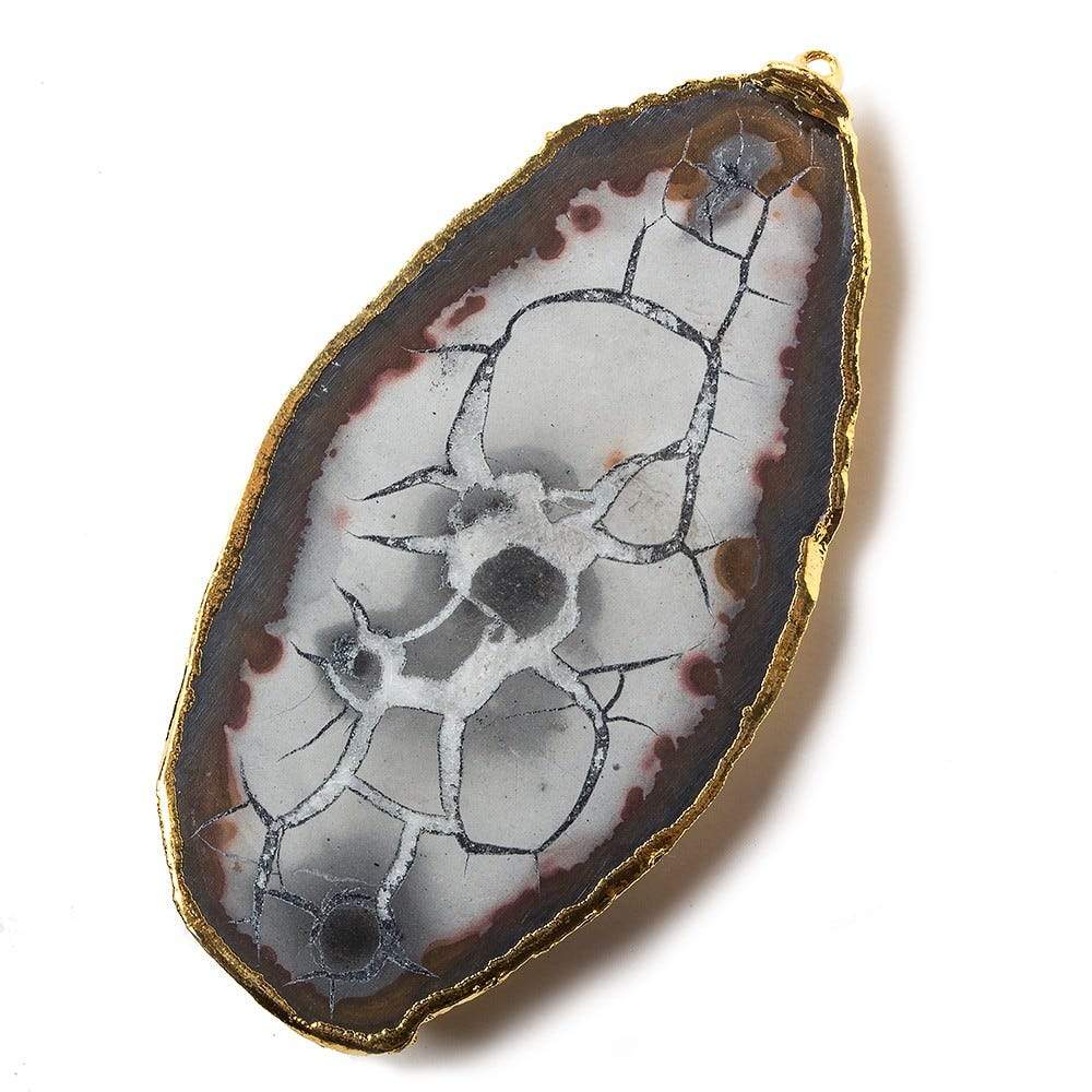 61x31mm Gold Leafed Septarian Focal Bead 1 piece - Beadsofcambay.com