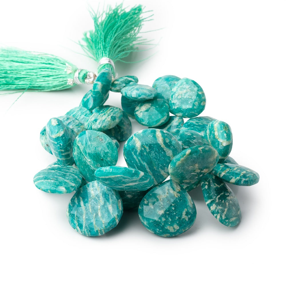11.5x11.5-19x19mm Russian Amazonite Faceted Hearts 8 inch 35 Beads - BeadsofCambay.com