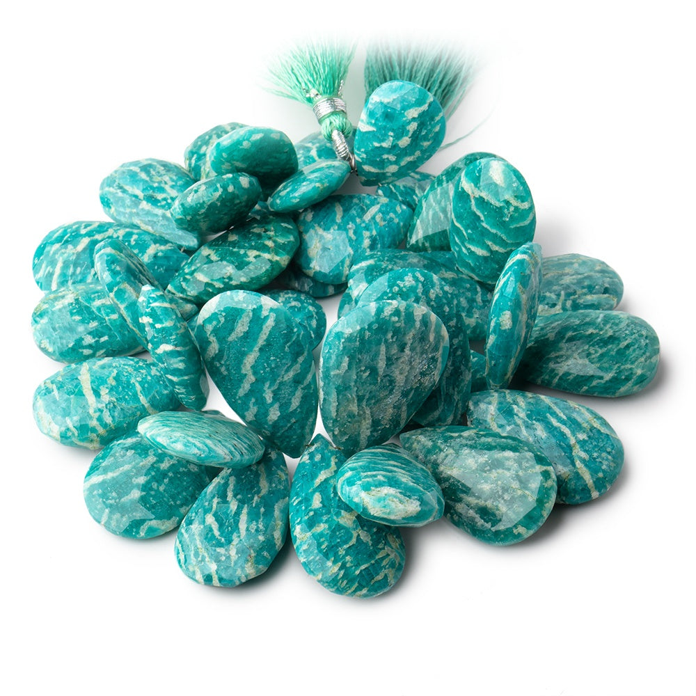 23x15-33x20mm Russian Amazonite Faceted Pear Beads 7 inch 35 pieces - BeadsofCambay.com