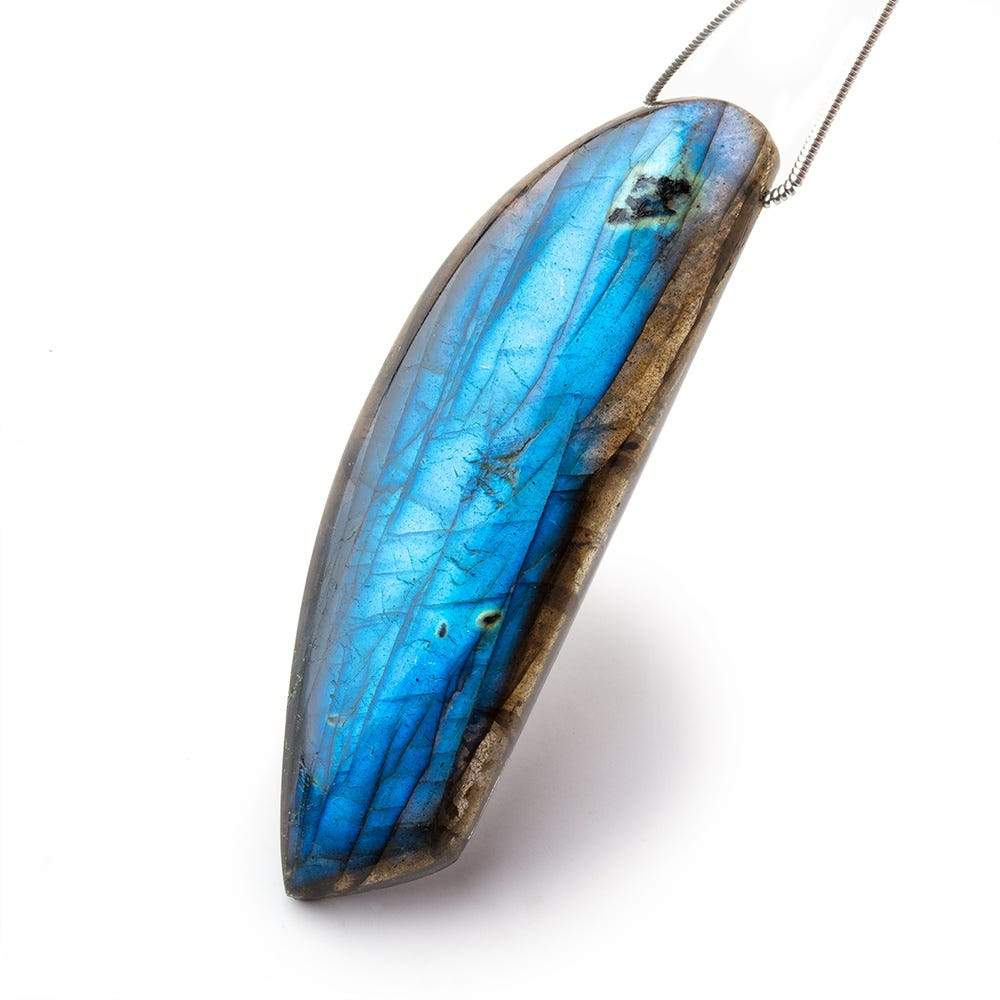 62x19x8mm Neon Aqua Blue Labradorite fancy shape focal bead 1 piece - Beadsofcambay.com