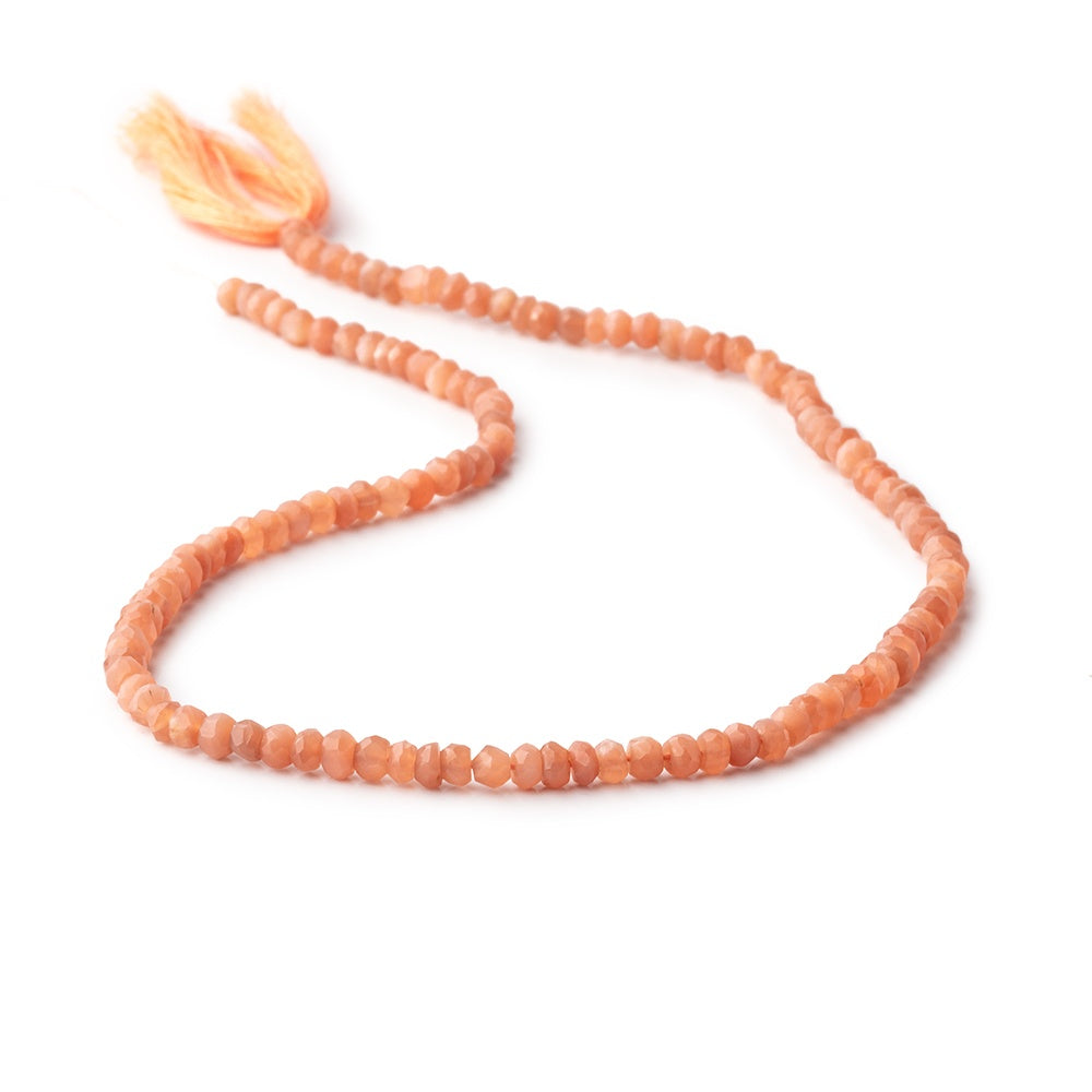 4mm Dark Angel Skin Peach Moonstone faceted rondelles 12.5 inch 111 beads - BeadsofCambay.com