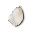 Beadsofcambay 32x20mm Black Gold Leafed White Agate Freeform Drusy Pendant 1 piece