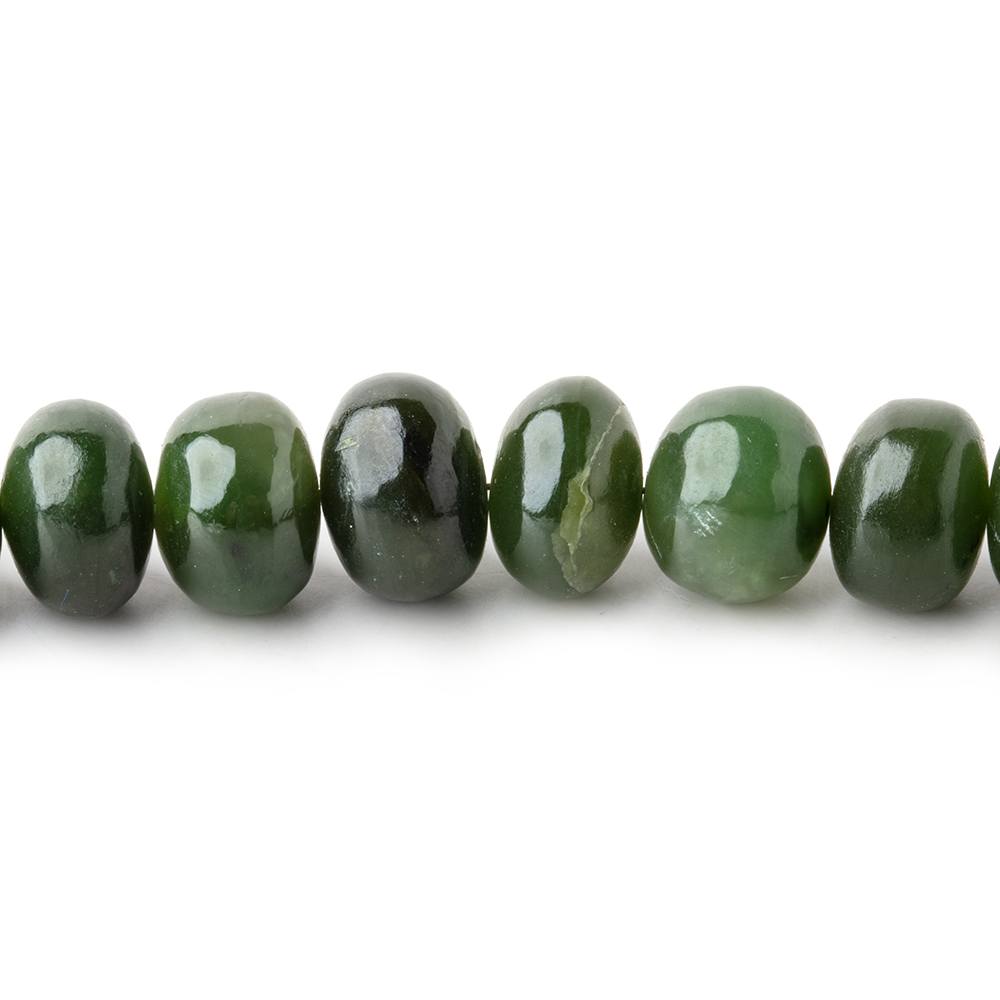 6.5-10mm Nephrite Jade Plain Rondelle Beads 18 inch 83 pieces - Beadsofcambay.com