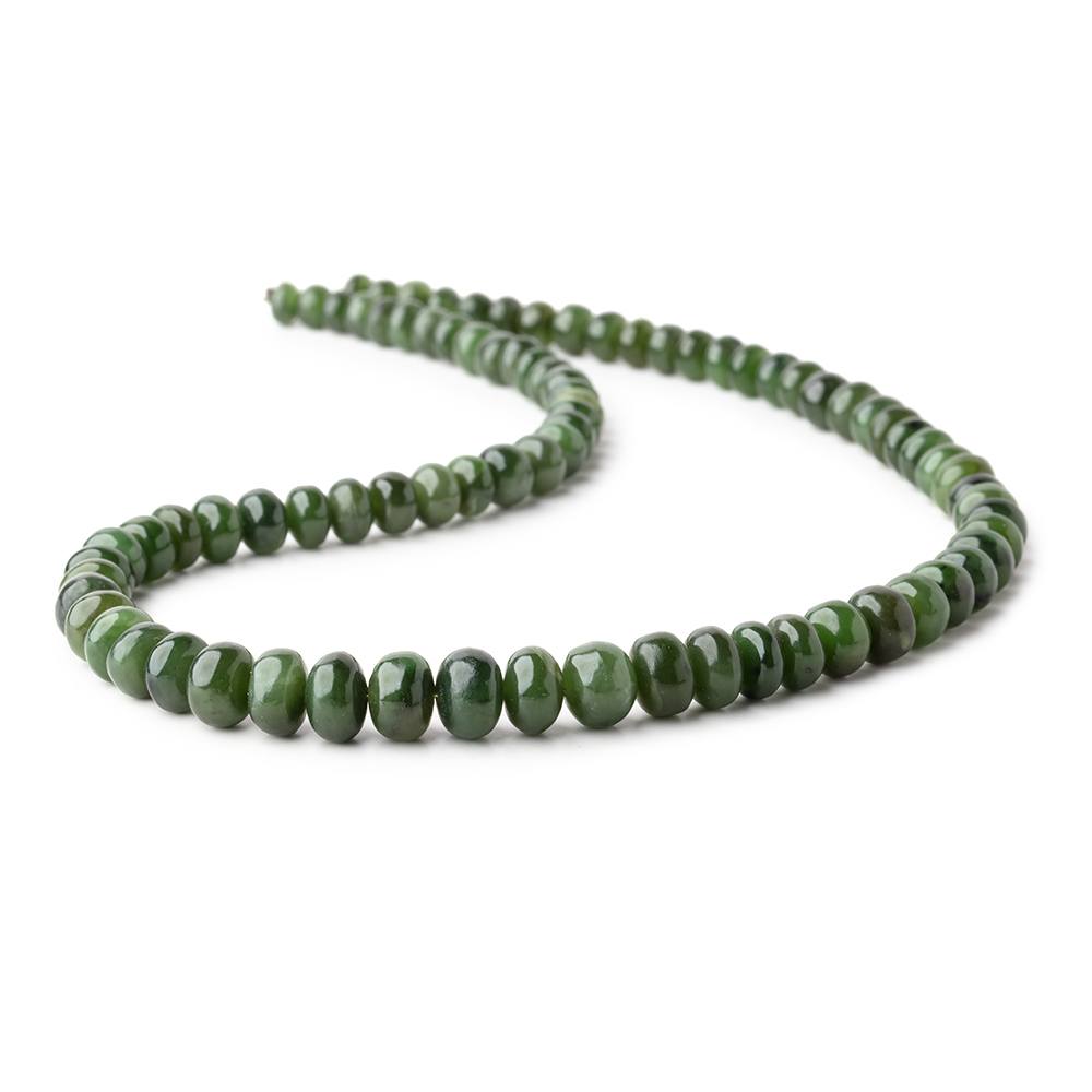 6.5-10mm Nephrite Jade Plain Rondelle Beads 18 inch 83 pieces - Beadsofcambay.com