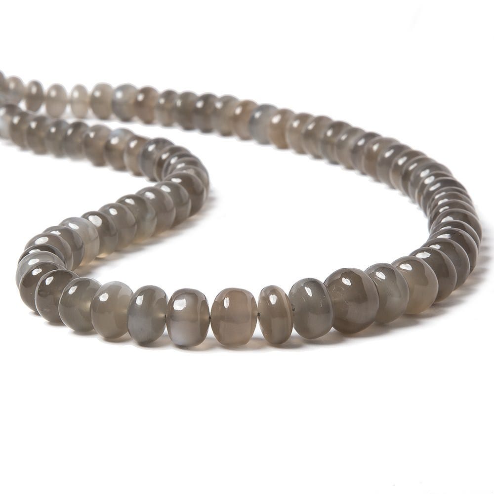 6.5-10mm Platinum Moonstone Plain Rondelle Beads 16 inch 75pcs - Beadsofcambay.com