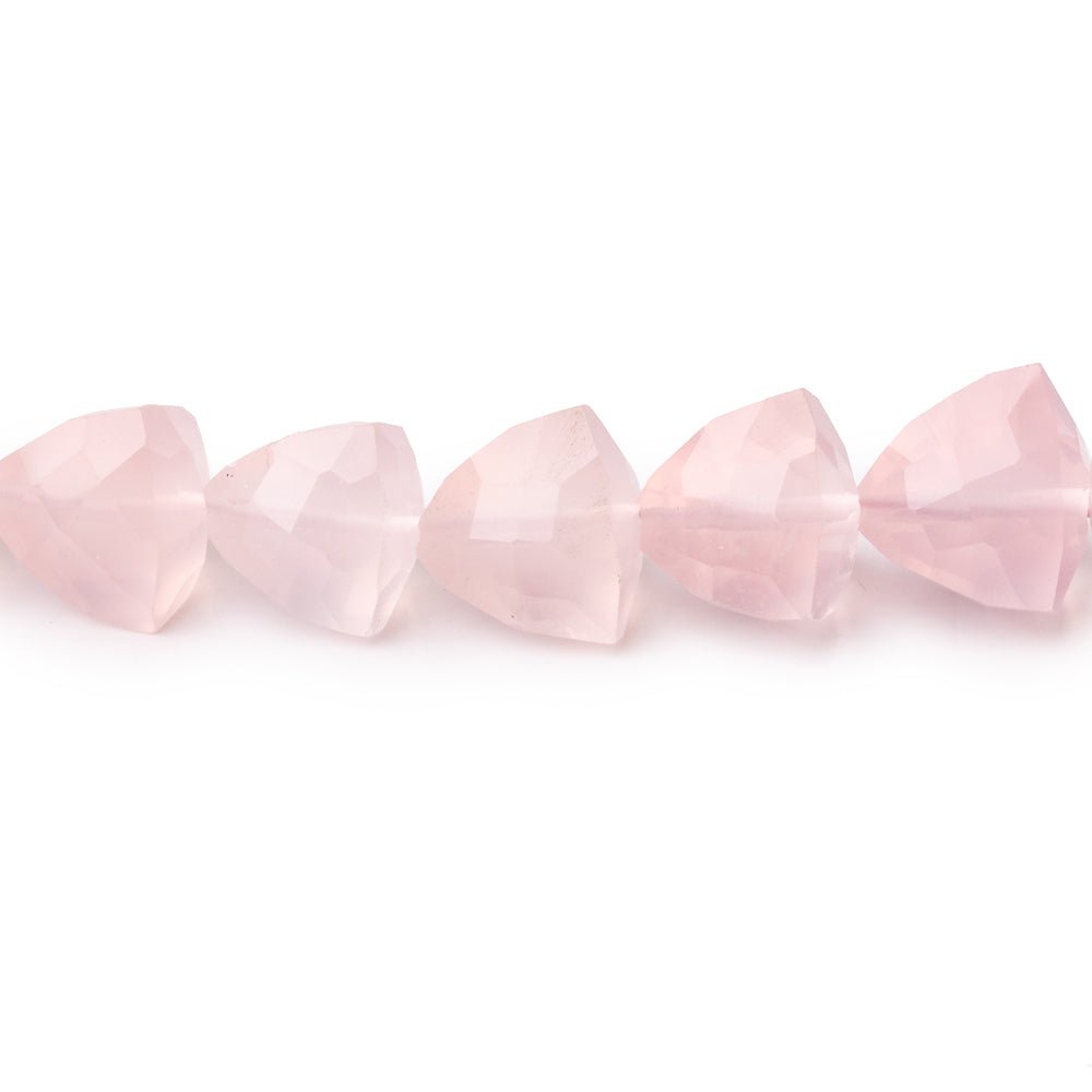 6.5-10mm Rose Quartz Straight Drilled Faceted Trillion Beads 16 inch 51 pieces - Beadsofcambay.com