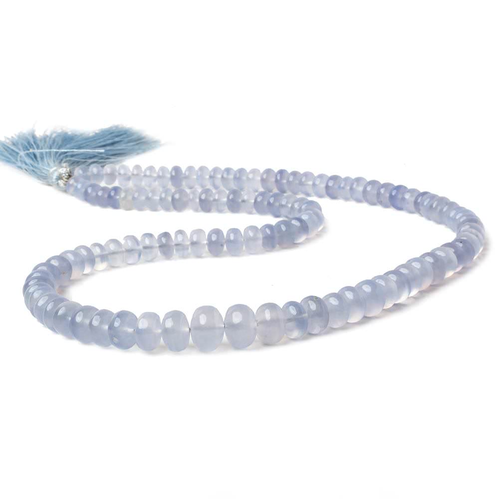 6.5-10mm Turkish Blue Chalcedony plain rondelle beads 16 inch 75 pieces AA - Beadsofcambay.com