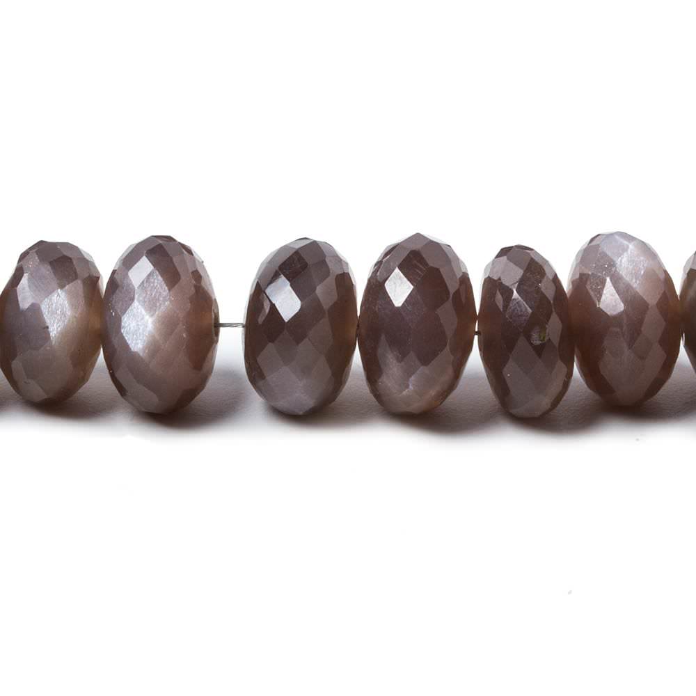 6.5-11mm Chocolate Moonstone faceted rondelle beads 16 inch 67 pieces - Beadsofcambay.com