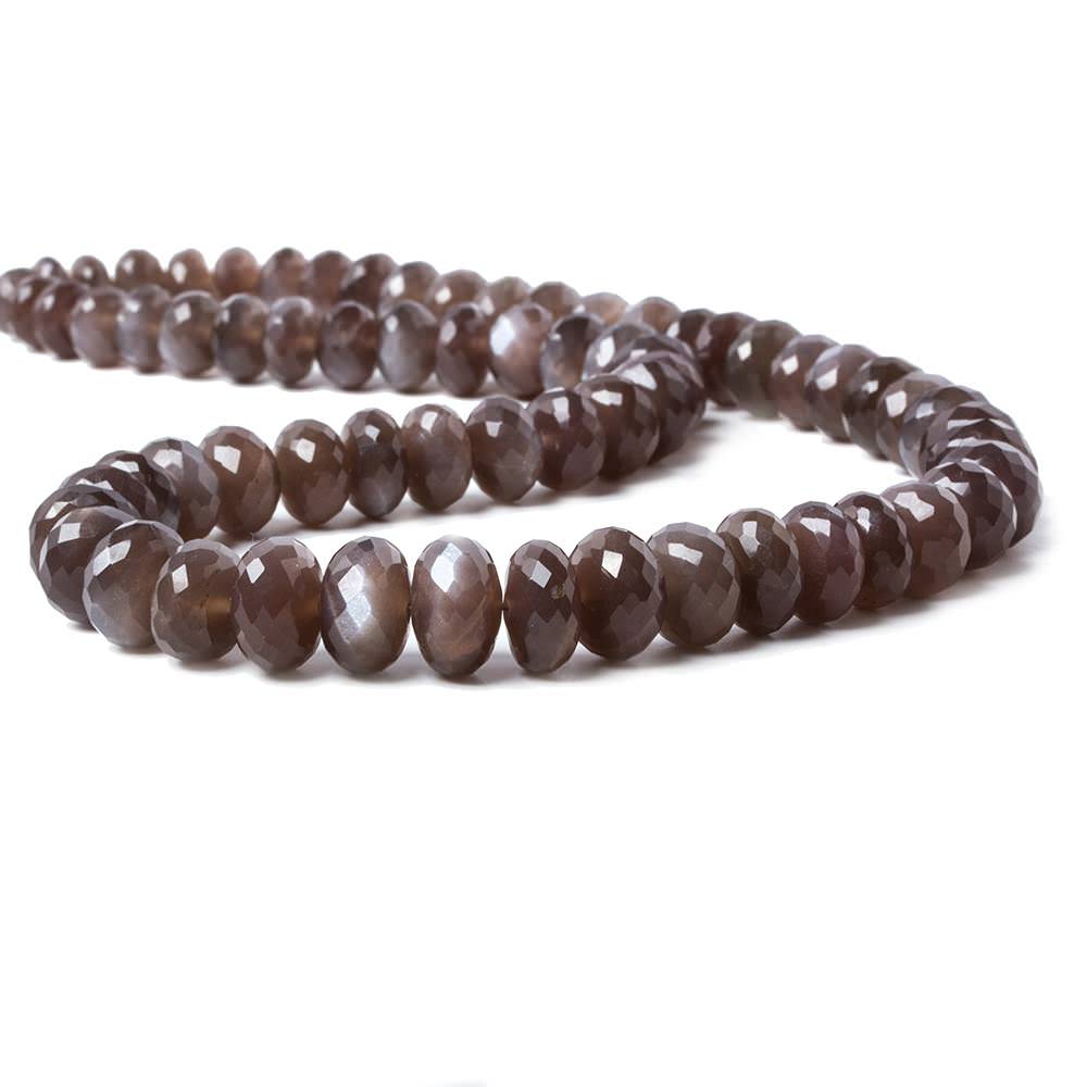 6.5-11mm Chocolate Moonstone faceted rondelle beads 16 inch 67 pieces - Beadsofcambay.com